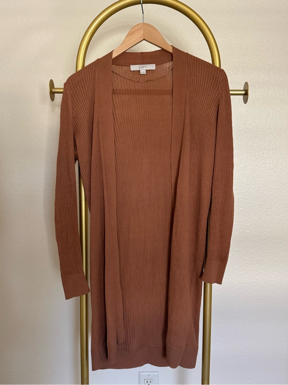 LOFT Open-Front Ribbed Cardigan - size XS
